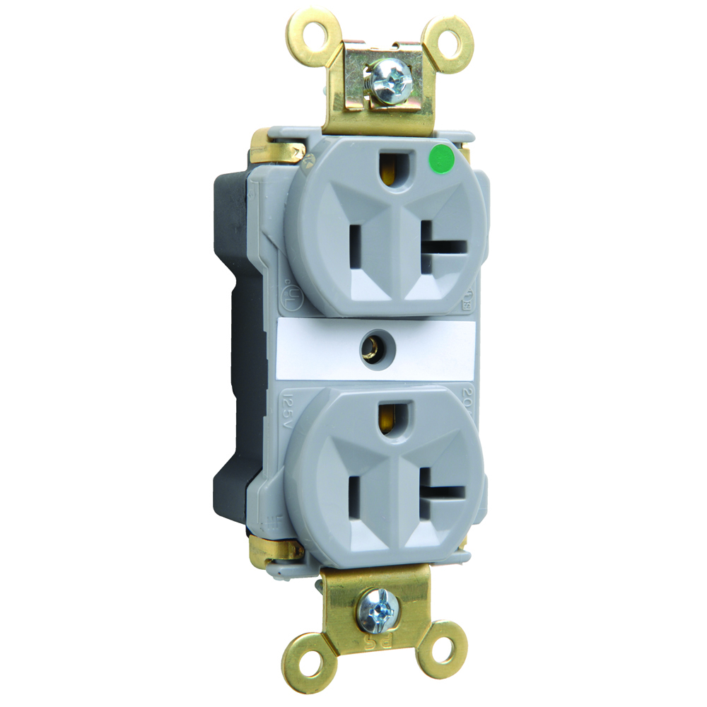 PT8300GRY PlugTail 20 Amp 125V Extra Heavy Duty Hospital-Grade Duplex Receptacle, Gray