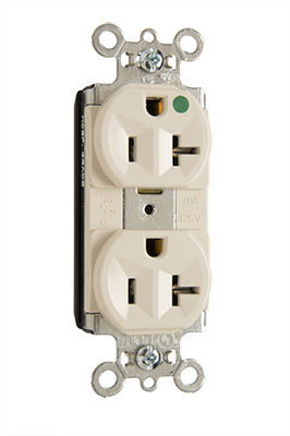 PT8300HLA PlugTail 20 Amp 125V Heavy Duty Hospital-Grade Compact Duplex Receptacle, Light Almond