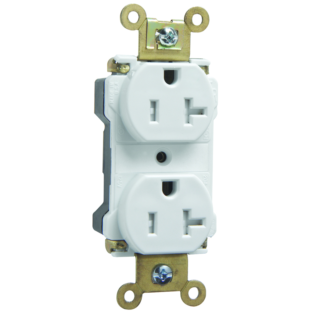 PTTR63W PlugTail Industrial Extra Heavy Duty Spec Grade Receptacle, 20 Amp, 125V, White