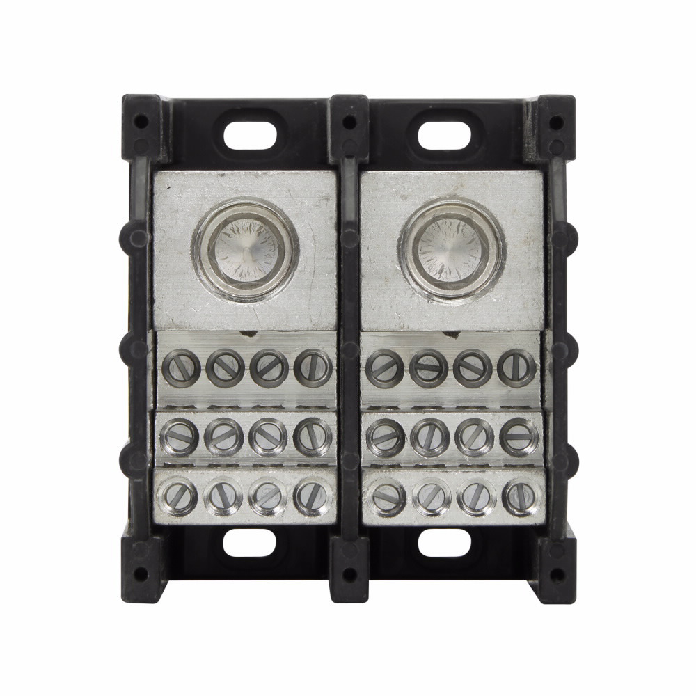 16375-2 Barrier Power Distribution Block, 600 V AC/DC, 420 A, 2 Poles, 2 AWG to 600 kcmil Cu/Al Line, 14 to 4 AWG Cu, 12 to 4 AWG A Load Wire, Aluminum/Thermoplastic