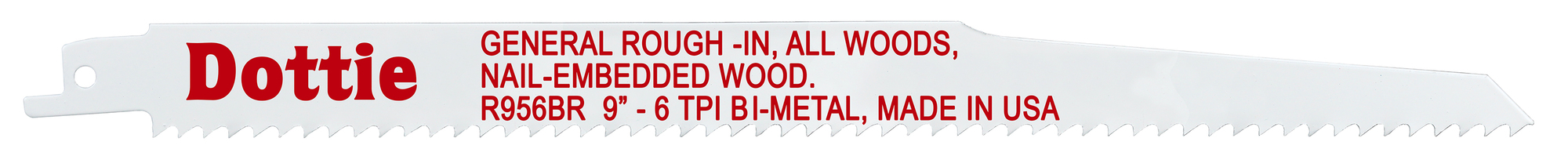 R956BR Reciprocating Blade, 9 in L x 3/4 in W, 6, Bi-Metal Body