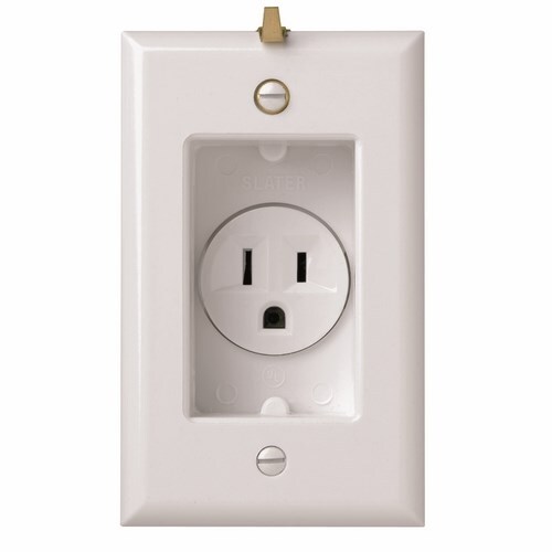 S3713W 15 Amp 125V Clock Hanger Recessed Single Receptacle Smooth Wall Plate, White