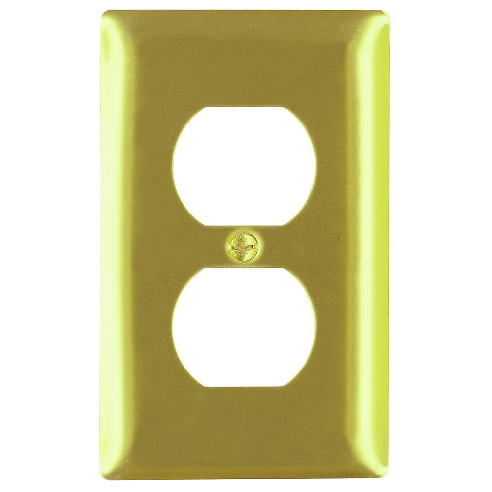 SB8PB 1-Gang Polished Brass Wall Plate, 1 Duplex Receptacle Opening