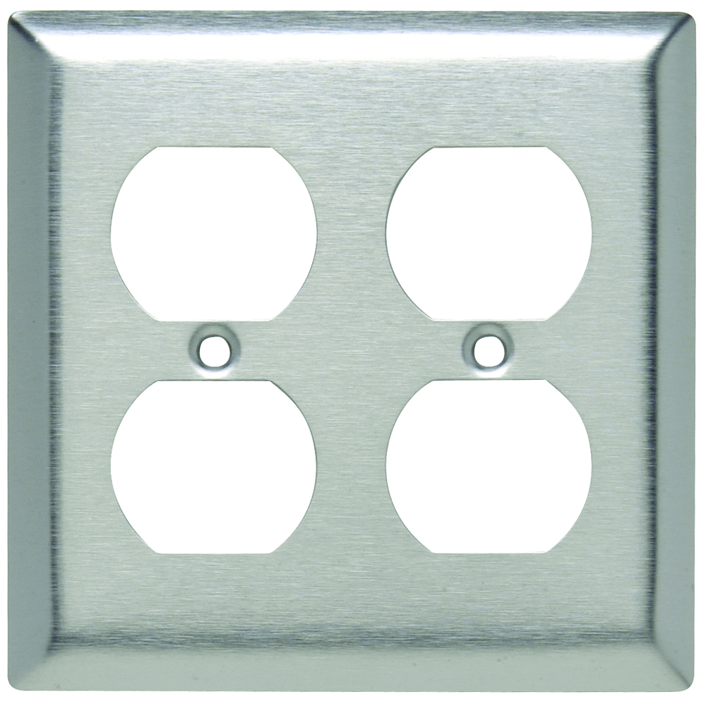 SL82 2-Gang 430 Stainless Steel Wall Plate, 2 Duplex Receptacle Openings