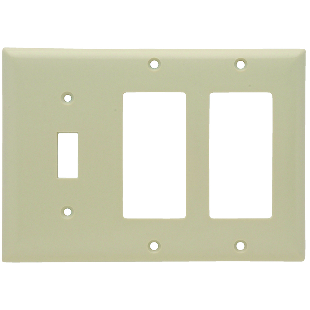 SP1262I Combination Openings, 1 Toggle Switch and 2 Decorator, Three Gang, Ivory