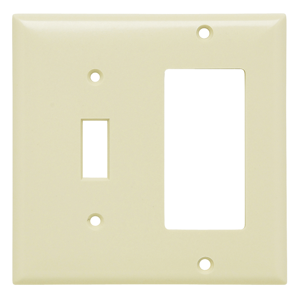 SP126I Combination Openings, 1 Toggle Switch and 1 Decorator, Two Gang, Ivory
