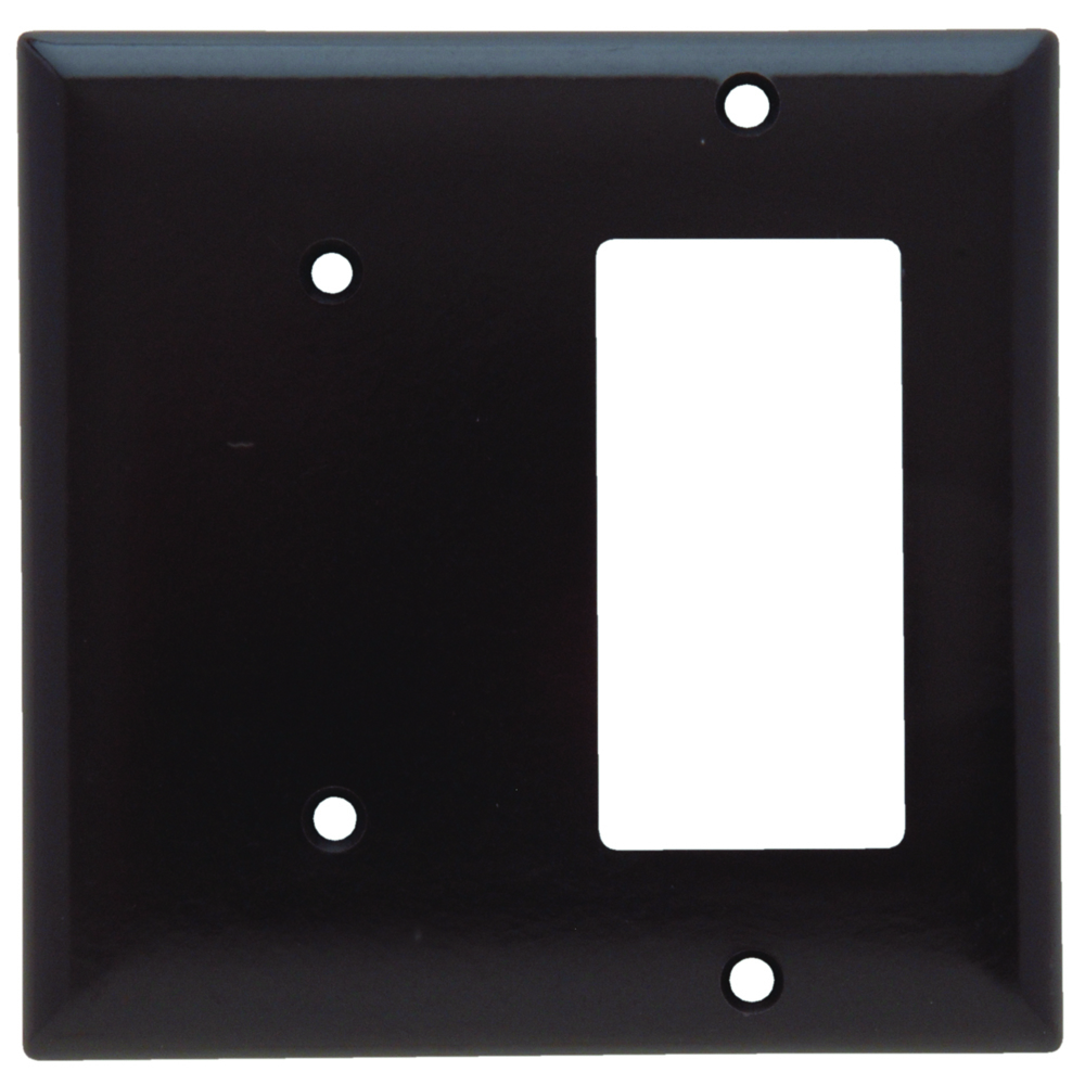 SP1426 2-Gang Thermoset Wall Plate, 1 Blank, 1 Decorator, Brown