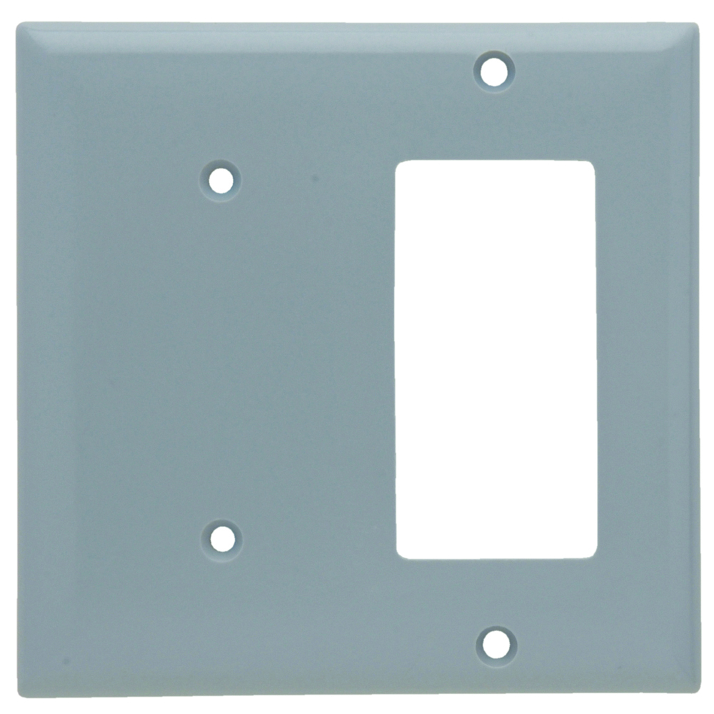 SP1426GRY 2-Gang Thermoset Wall Plate, 1 Blank, 1 Decorator, Gray
