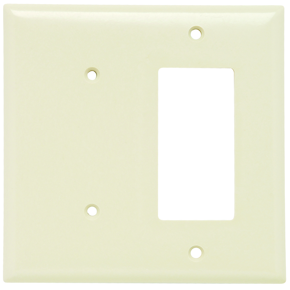 SP1426LA 2-Gang Thermoset Wall Plate, 1 Blank, 1 Decorator, Light Almond