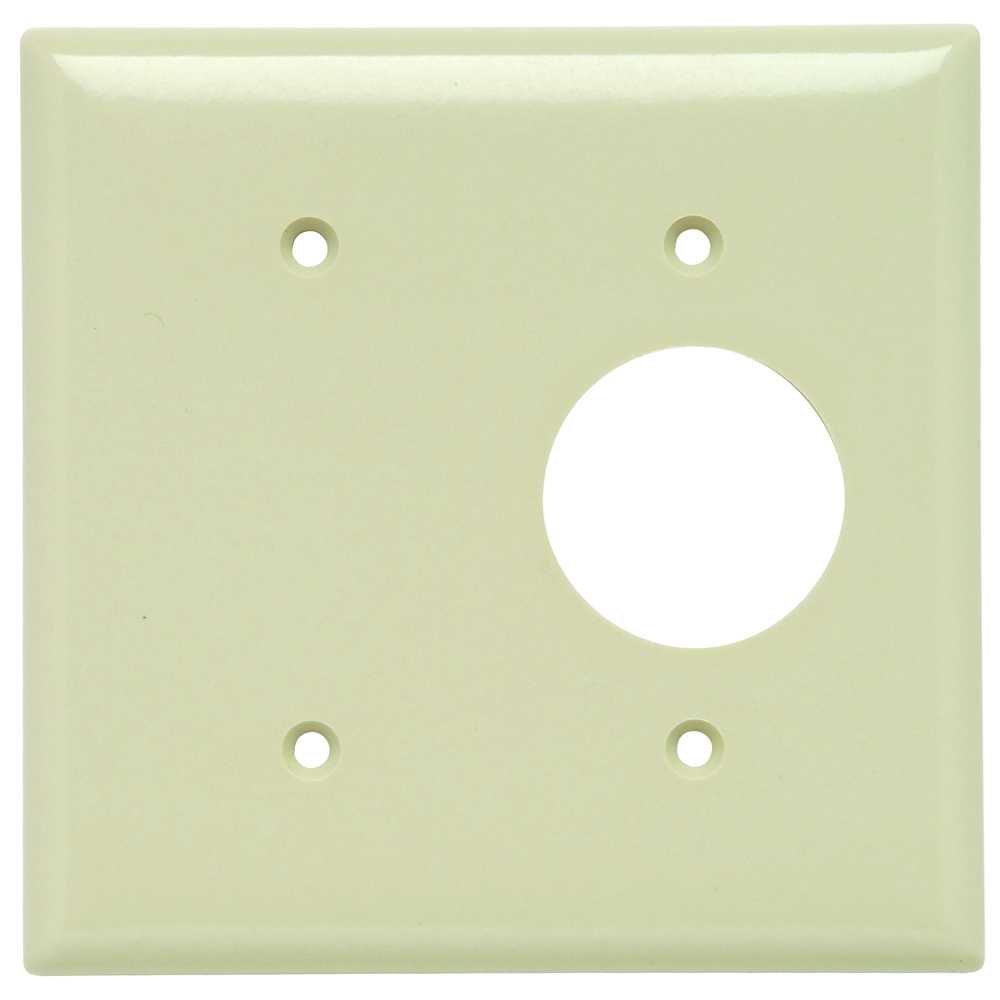 SP147I 2-Gang Thermoset Wall Plate, 1 Blank, 1 Single Receptacle, Ivory