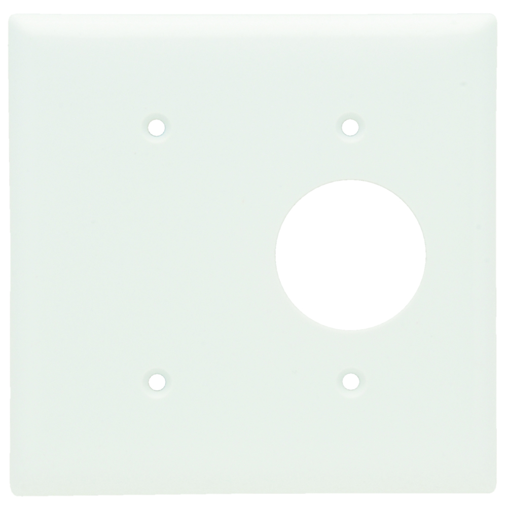 SP147W 2-Gang Thermoset Wall Plate, 1 Blank, 1 Single Receptacle, White