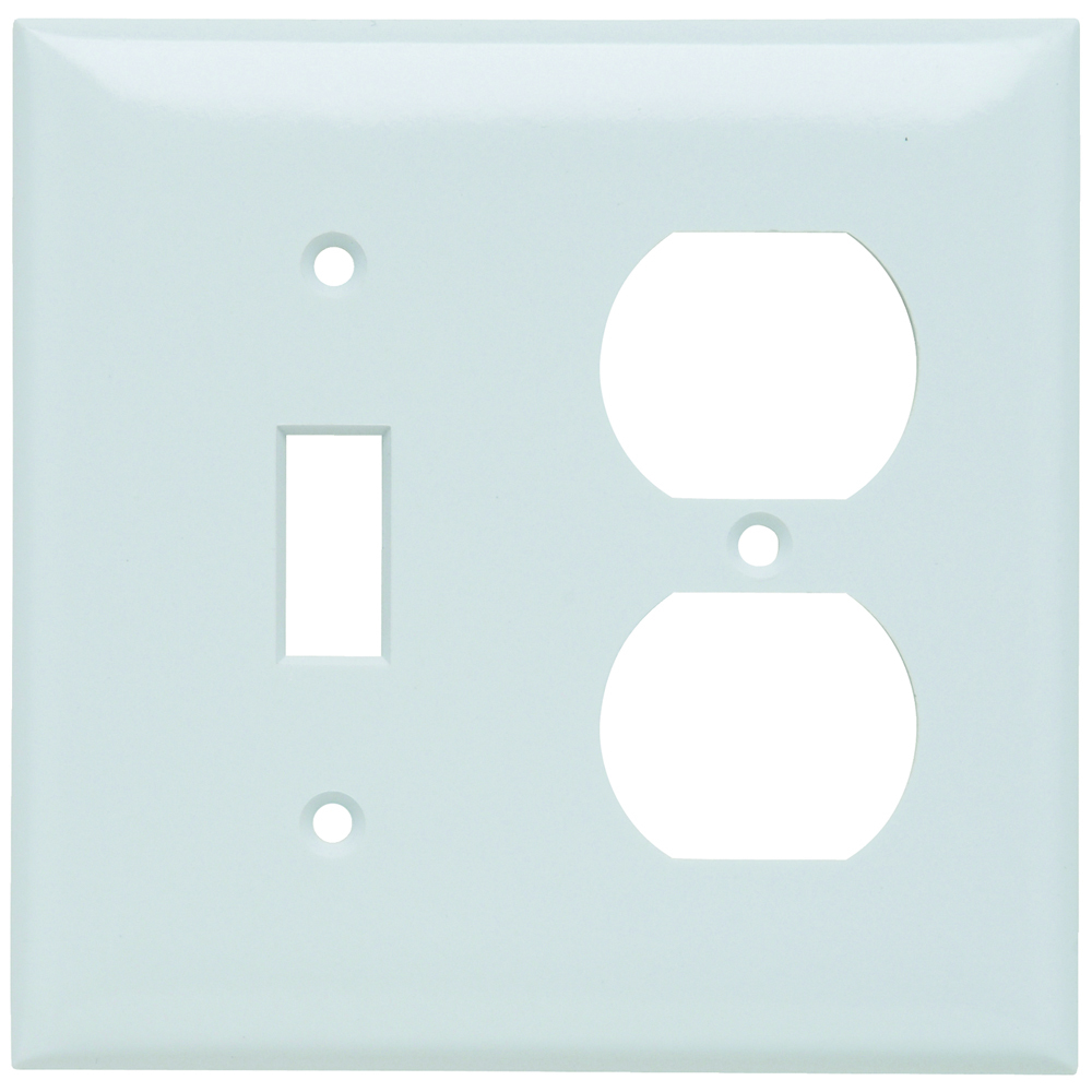 SP18W 2-Gang Thermoset Wall Plate, 5 Toggle Switch Opening, 1 Duplex Receptacle, White