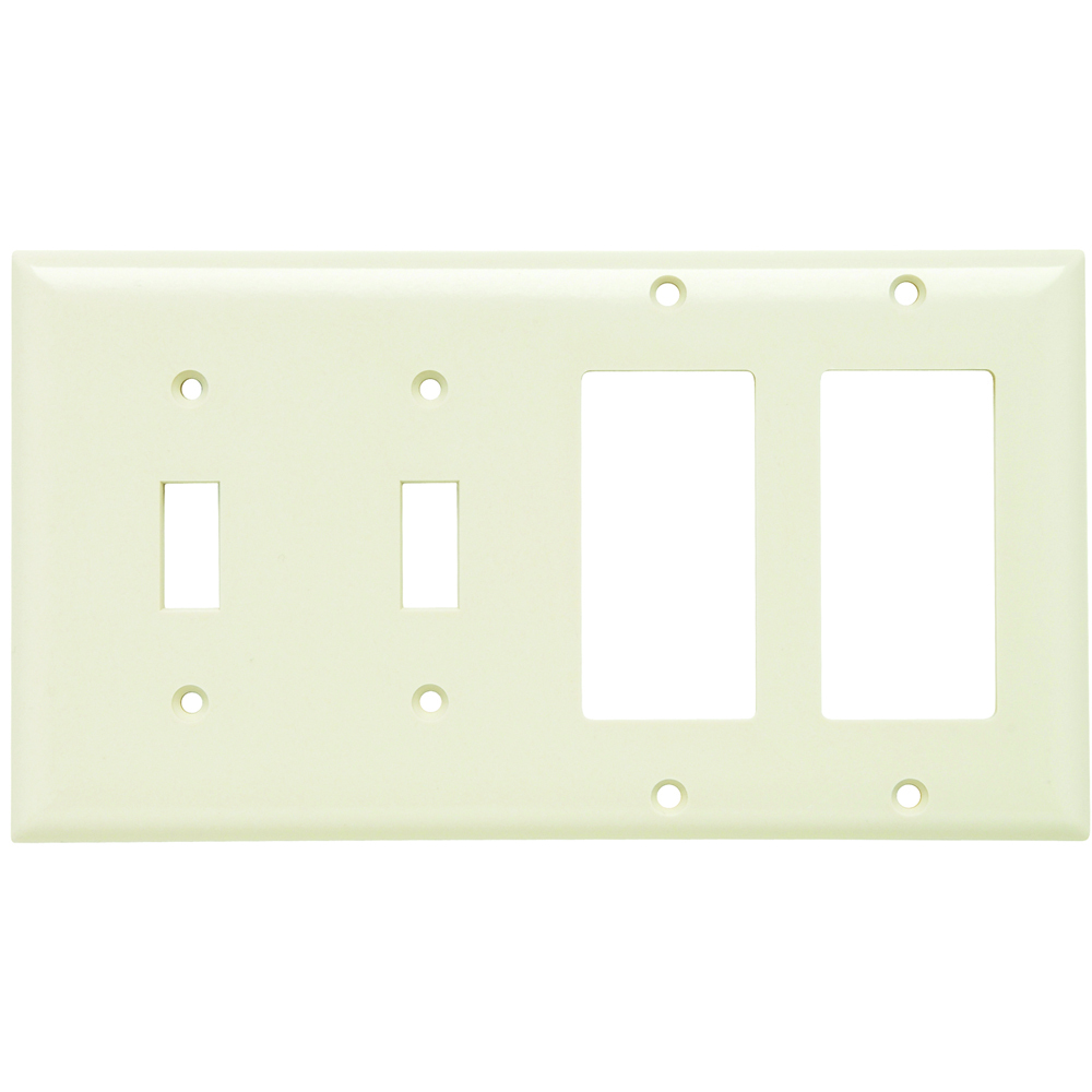 SP2262LA Combination Openings, 2 Toggle Switch and 2 Decorator, Four Gang, Light Almond