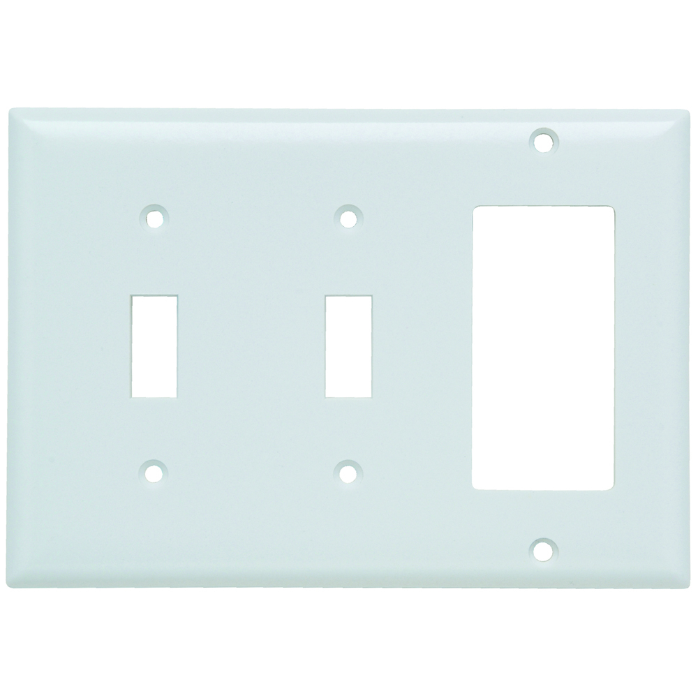 SP226W Combination Openings, 2 Toggle Switch and 1 Decorator, Three Gang, White
