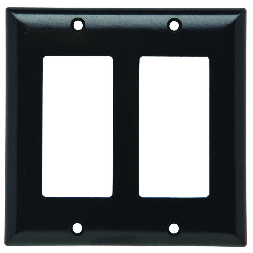 SP262BK 2-Gang Thermoset Wall Plate, 2 Decorator Openings, Black