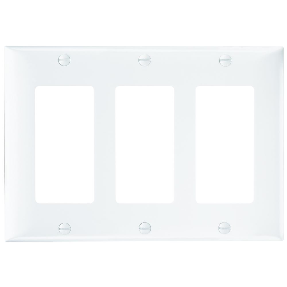 SP263W 3-Gang Thermoset Wall Plate, 3 Decorator Openings, White