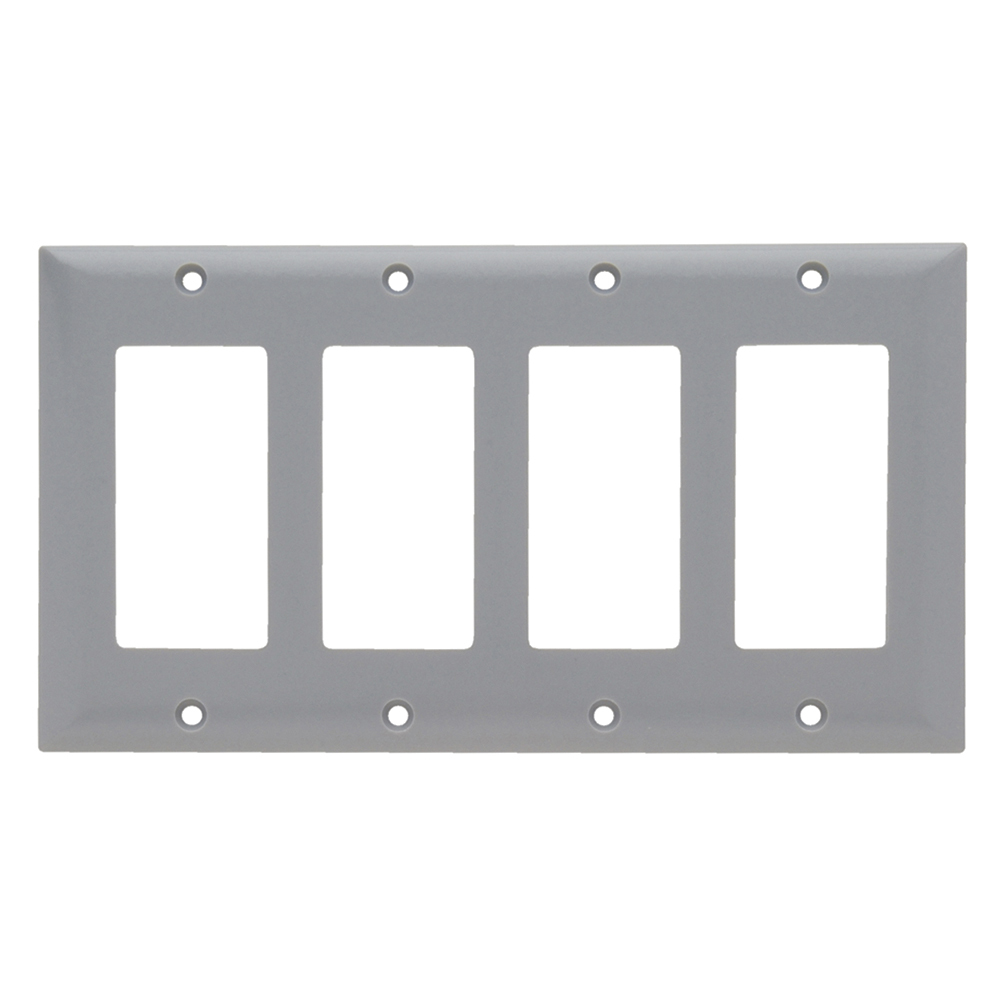 SP264GRY 4-Gang Thermoset Wall Plate, 4 Decorator Openings, Gray