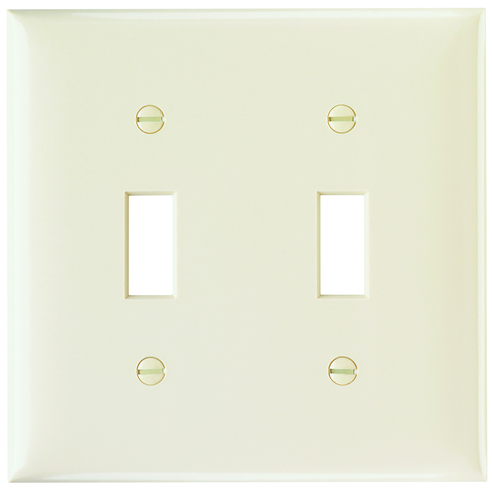 SP2LA 2-Gang Thermoset Wall Plate, 2 Toggle Switch Openings, Light Almond