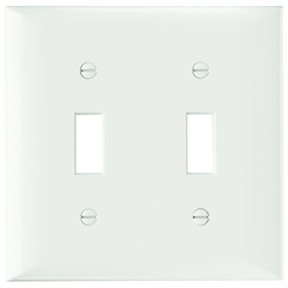 SP2W 2-Gang Thermoset Wall Plate, 2 Toggle Switch Openings, White
