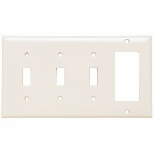 SP326W Combination Openings, 3 Toggle Switch and 1 Decorator, Four Gang, White