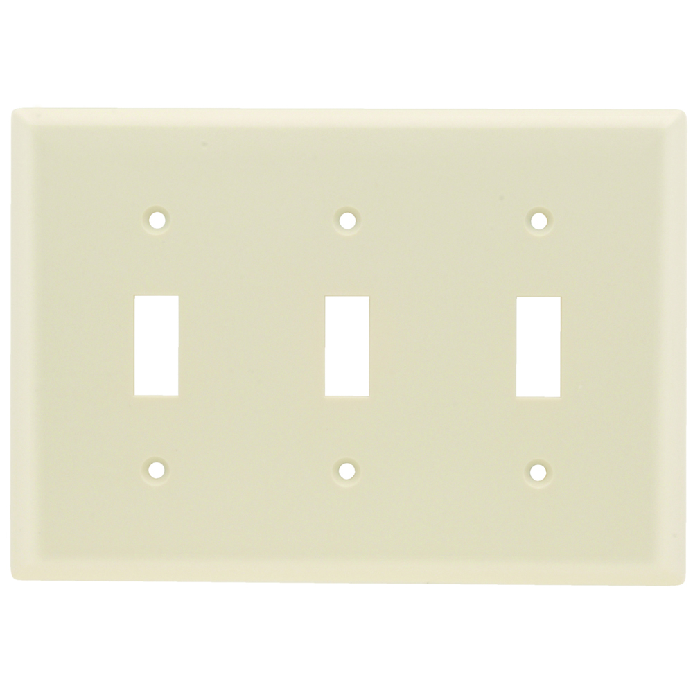 SP3LA 3-Gang Thermoset Wall Plate, 3 Toggle Switch Openings, Light Almond