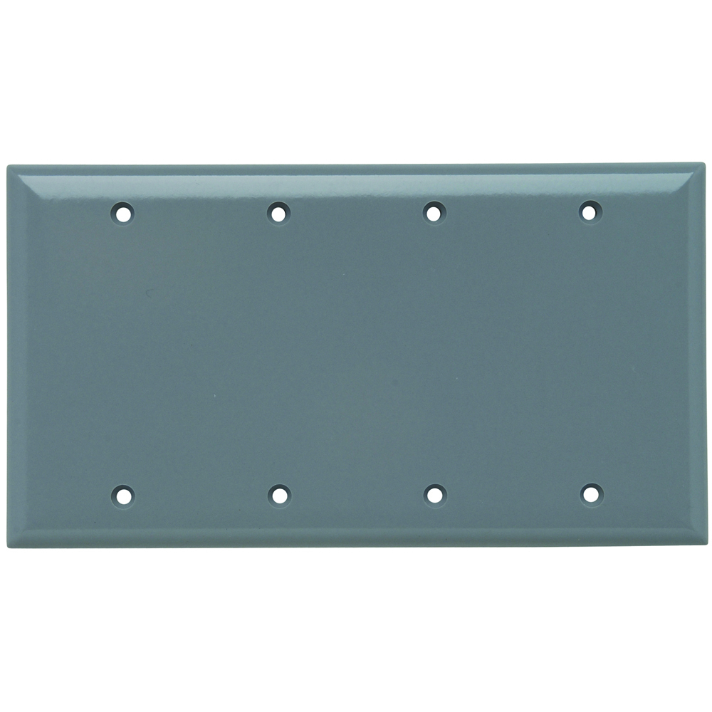 SP43GRY 4-Gang Thermoset Wall Plate, Blank, Box Mounted, Gray