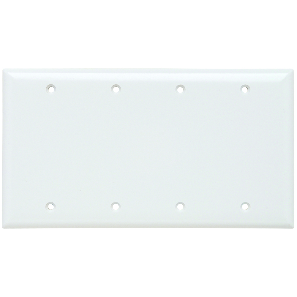 SP43W 4-Gang Thermoset Wall Plate, Blank, Box Mounted, White