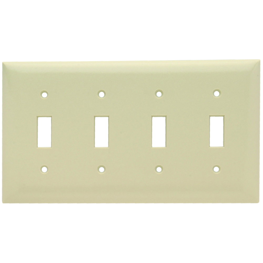 SP4I 4-Gang Thermoset Wall Plate, 4 Toggle Switch Openings, Ivory