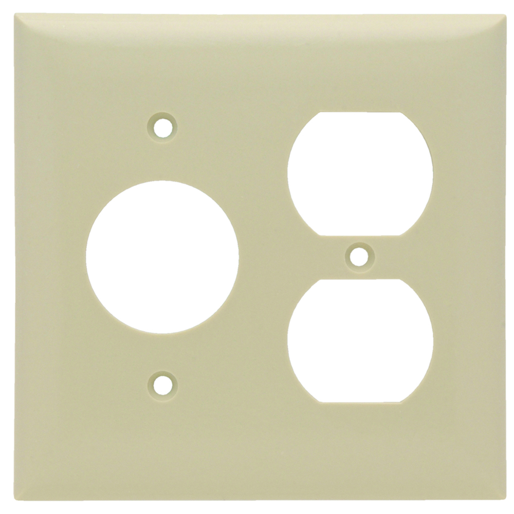 SP78I 2-Gang Thermoset Wall Plate, 1 Single Receptacle, 1 Duplex Receptacle, Ivory