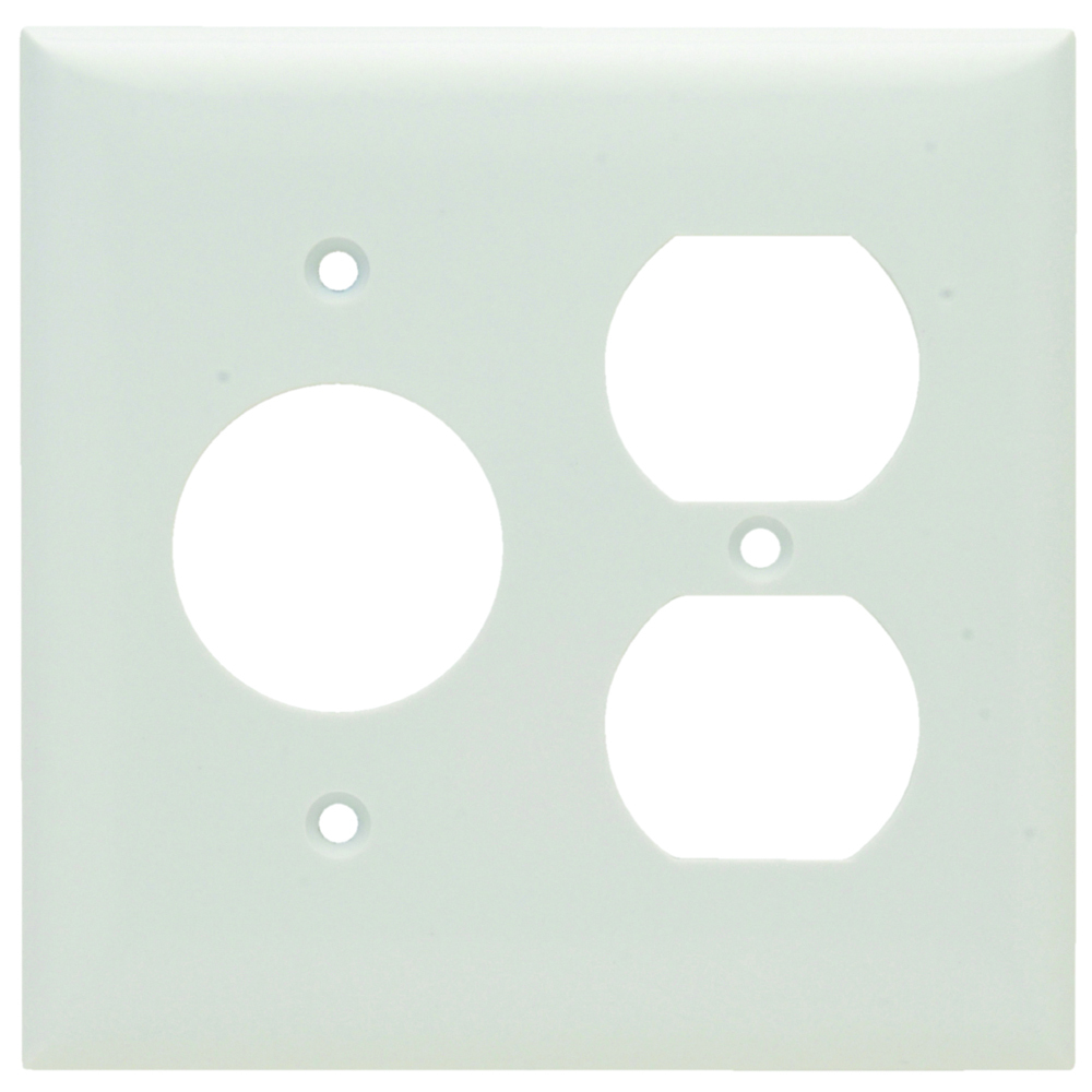 SP78W 2-Gang Thermoset Wall Plate, 1 Single Receptacle, 1 Duplex Receptacle, White