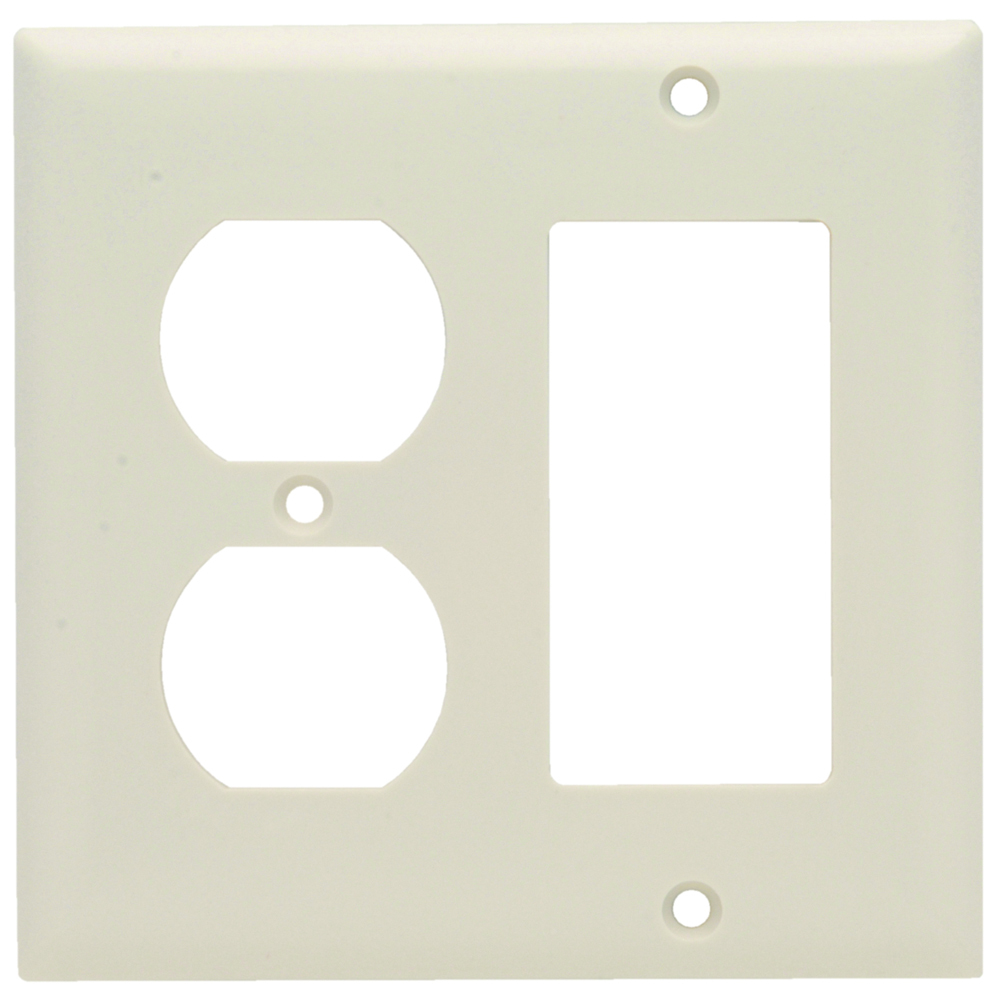 SP826LA 2-Gang Thermoset Wall Plate, 1 Duplex Receptacle, 1 Decorator, Light Almond