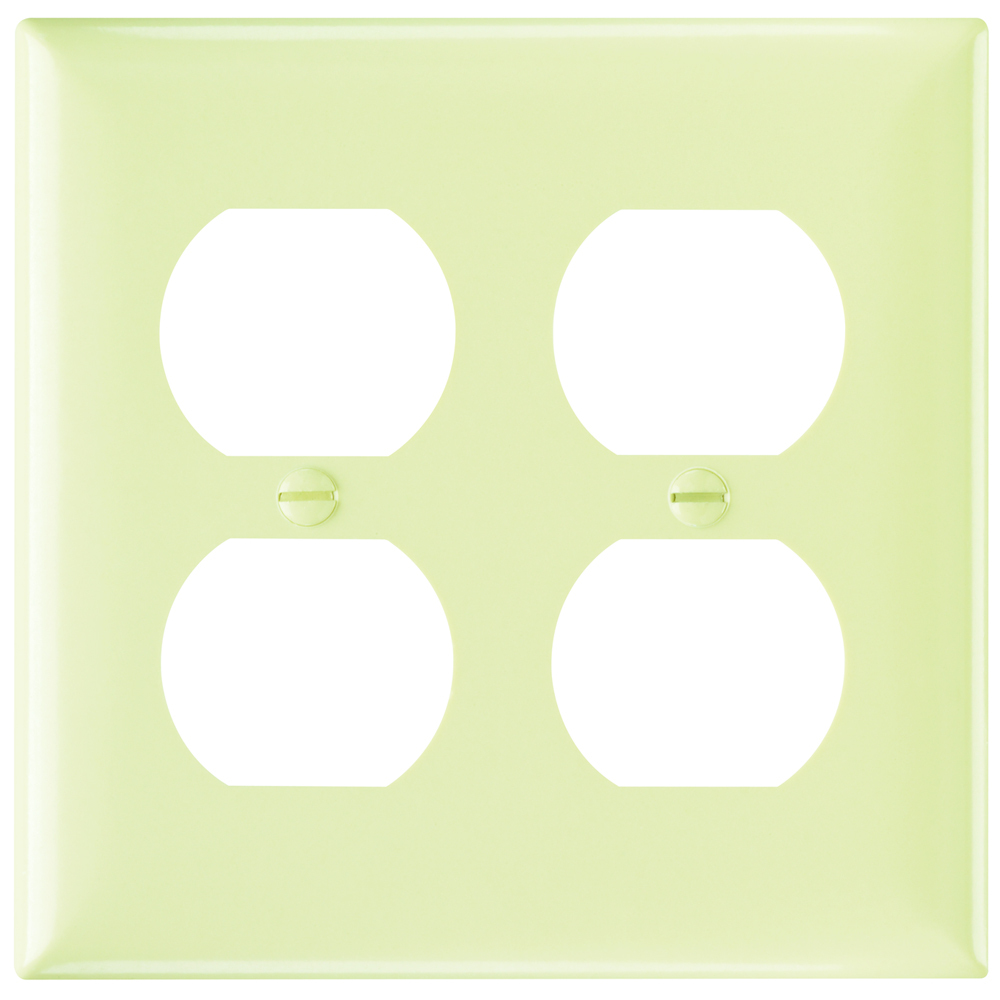 SP82I 2-Gang Thermoset Wall Plate, 2 Duplex Receptacle Openings, Ivory