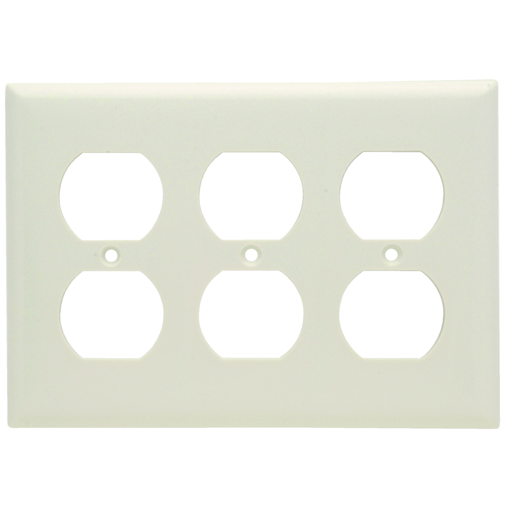 SP83LA 3-Gang Thermoset Wall Plate, Duplex Receptacle Openings, Light Almond