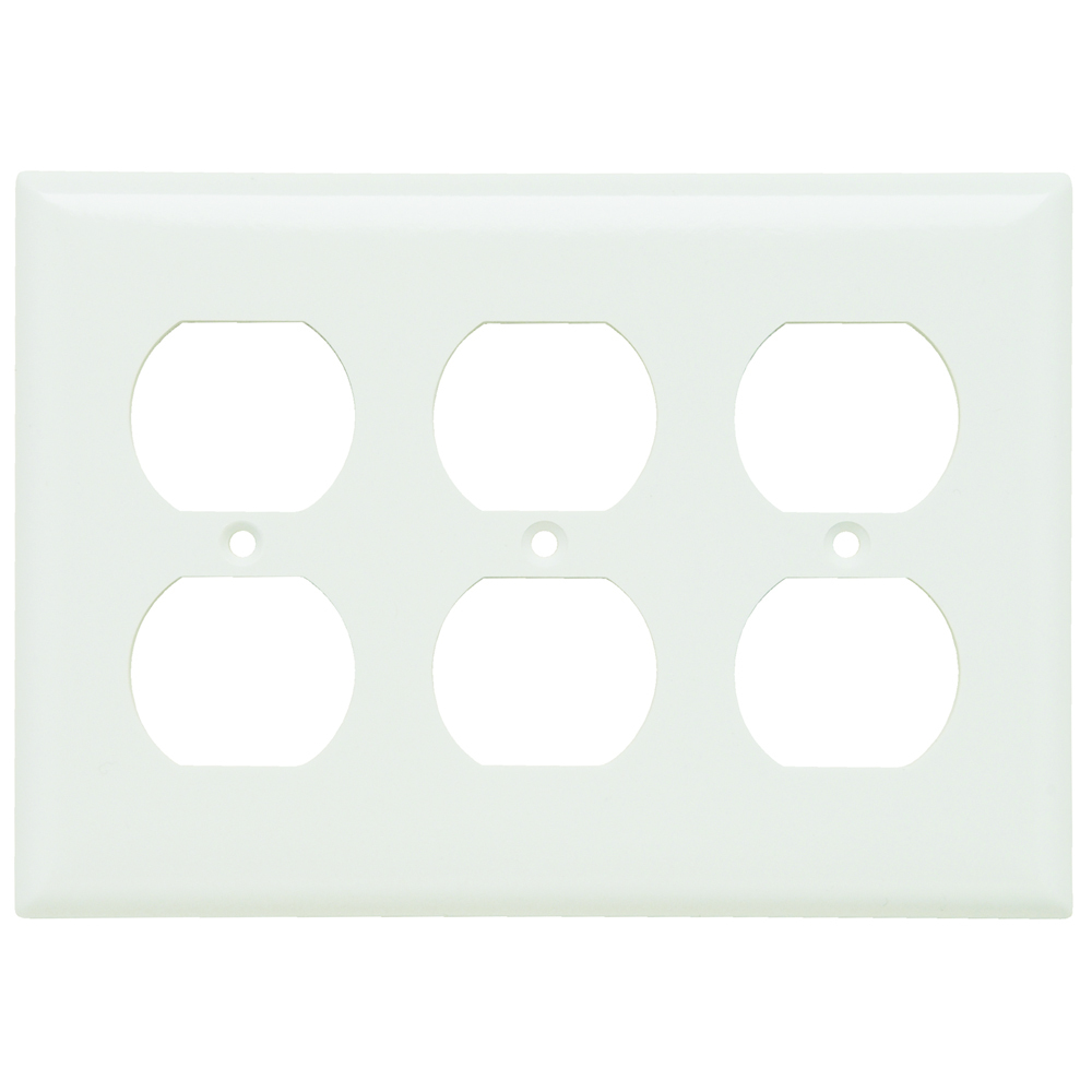 SP83W 3-Gang Thermoset Wall Plate, Duplex Receptacle Openings, White