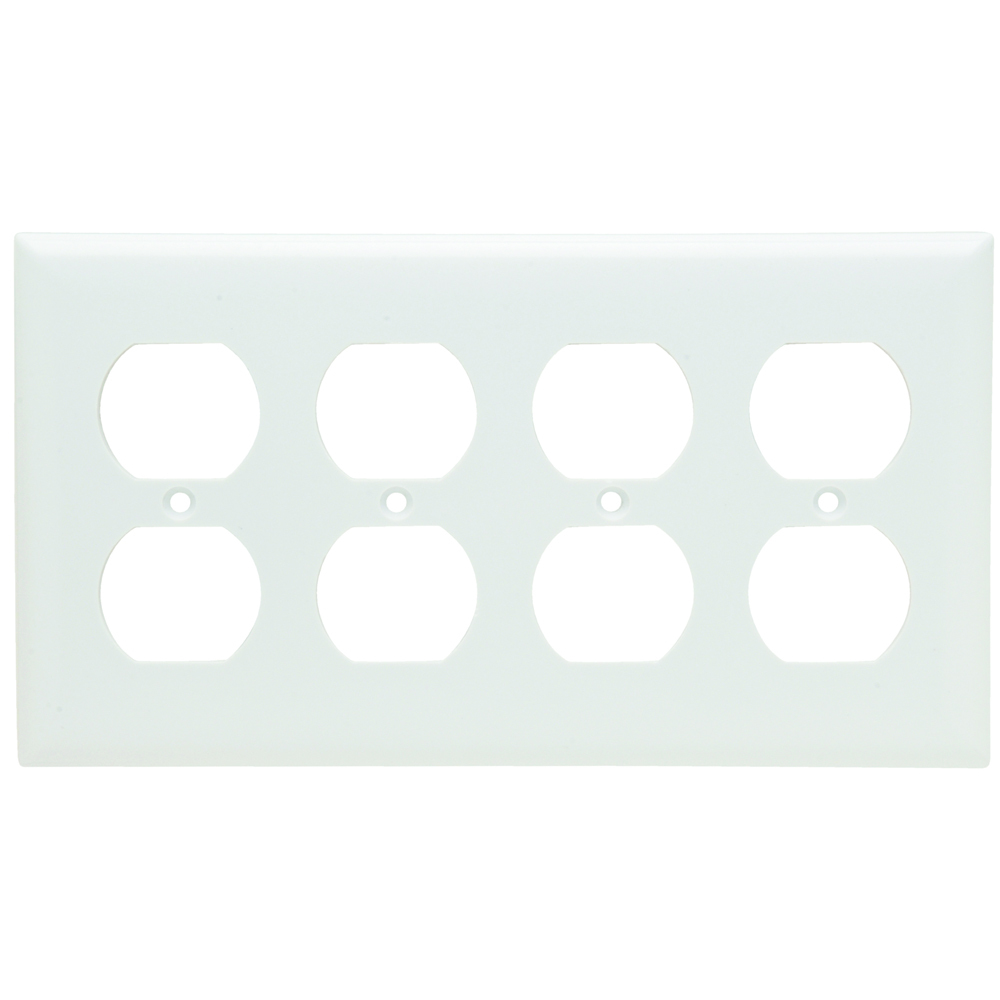 SP84W 4-Gang Thermoset Wall Plate, 4 Duplex Receptacle Openings, White