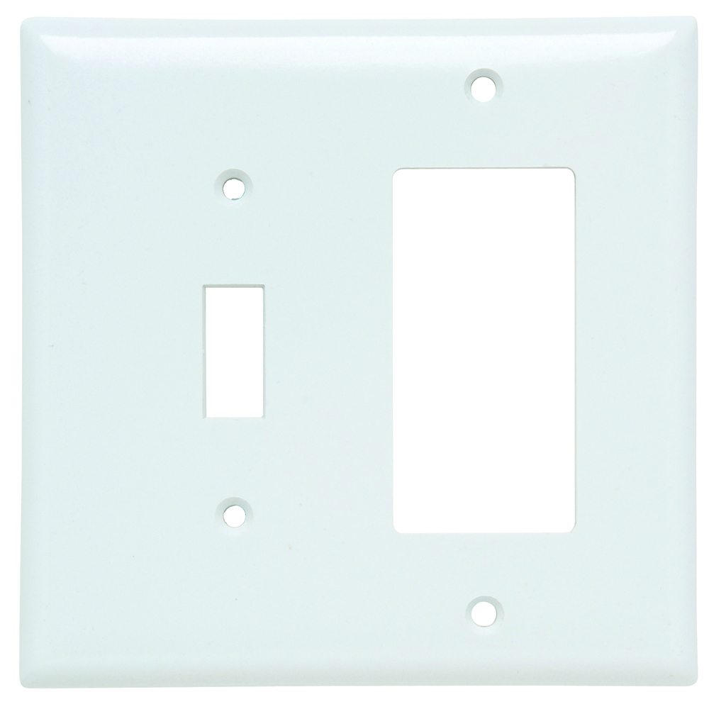 SPJ126W Combination Openings, 1 Toggle Switch and 1 Decorator, Two Gang, White