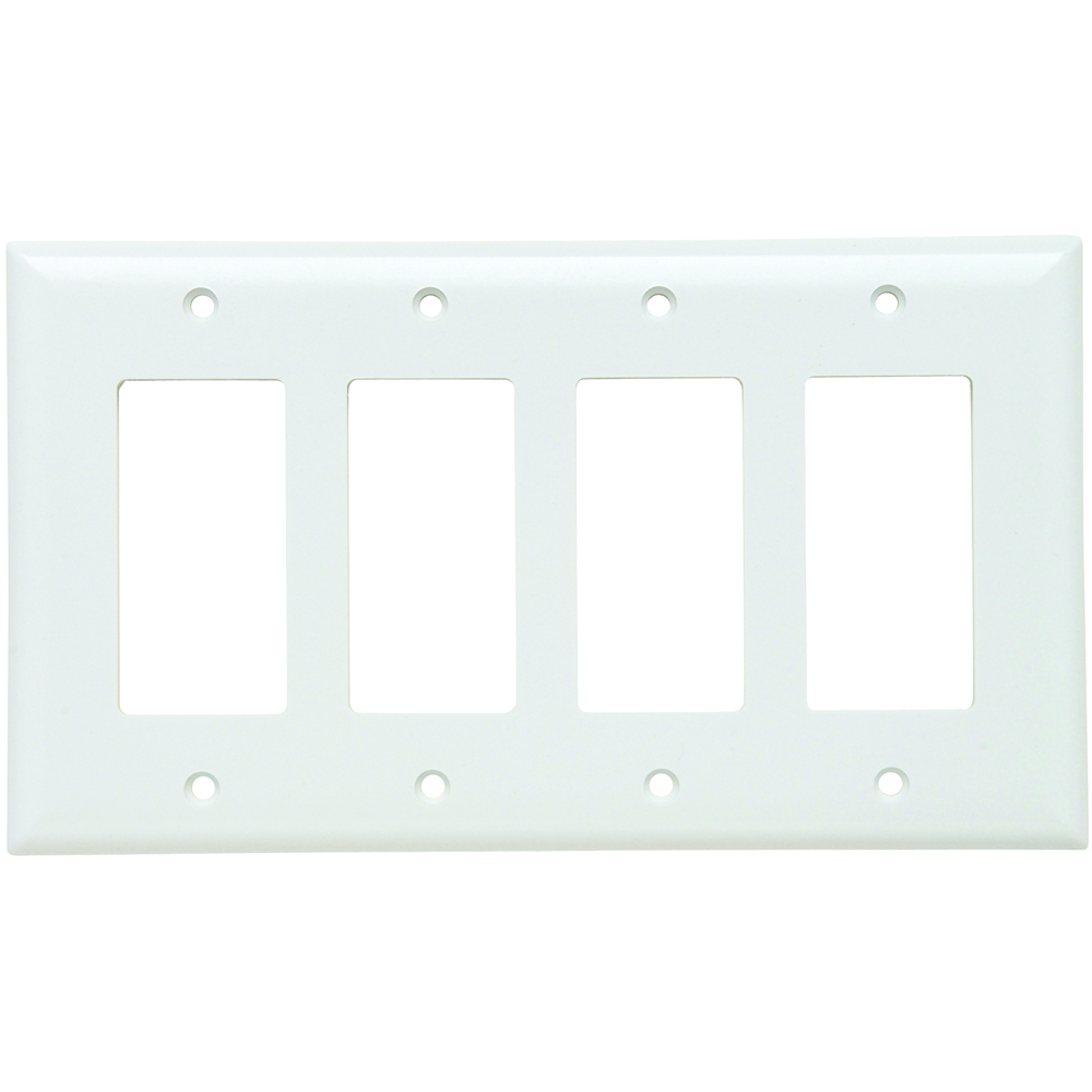 SPJ264W Junior Jumbo 4-Gang Thermoset Wall Plate, 4 Decorator Openings, White