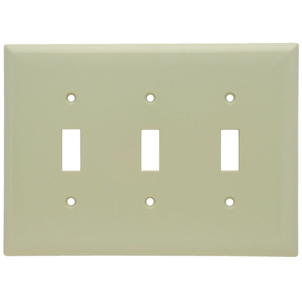 SPJ3I Junior Jumbo 3-Gang Thermoset Wall Plate, 3 Toggle Switch Openings, Ivory