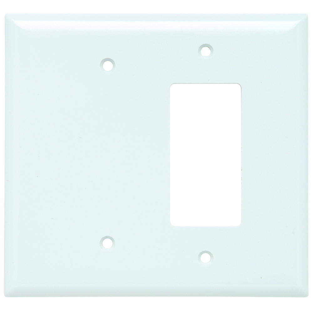 SPO1326W Jumbo 2-Gang Thermoset Wall Plate, 1 Blank, 1 Decorator, White