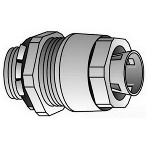 SR-75-500 Grip-Tite Strain Relief Straight Cord Connector, 3/4 in Trade, 3/8 to 1/2 in Cable Openings, Malleable Iron, Zinc Plated