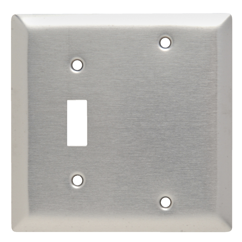 SS113 Combination Openings, 1 Toggle Switch and 1 Blank, Two Gang, 302/304 Stainless Steel