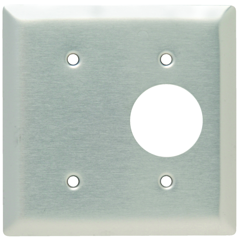 SS147 2-Gang 302/304 Stainless Steel Wall Plate, 1 Blank and 1 Single Receptacle