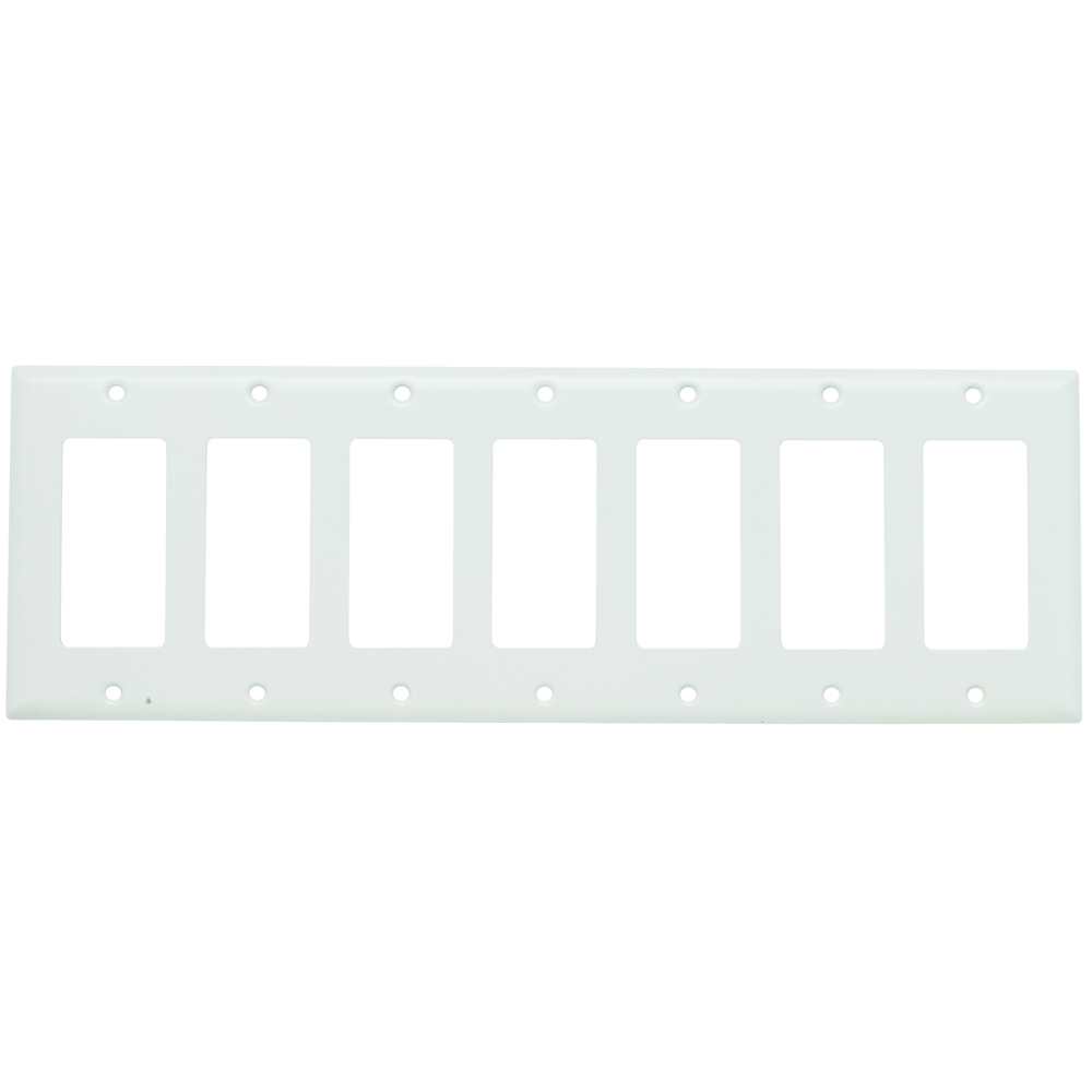 SS267W 7-Gang 302/304 Stainless Steel Wall Plate, Decorator Openings, Painted White
