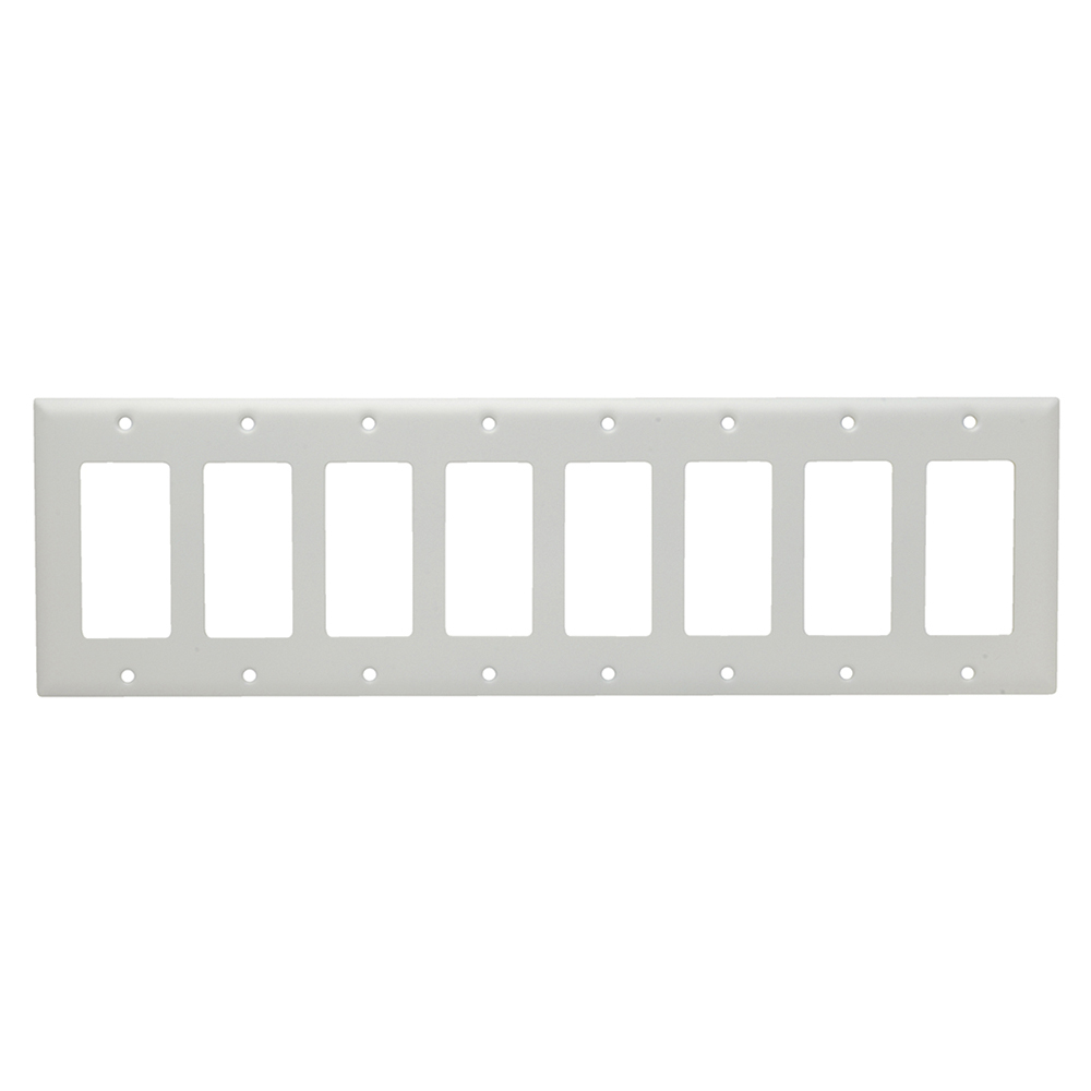 SS268W 8-Gang 302/304 Stainless Steel Wall Plate, Decorator Openings, Painted White