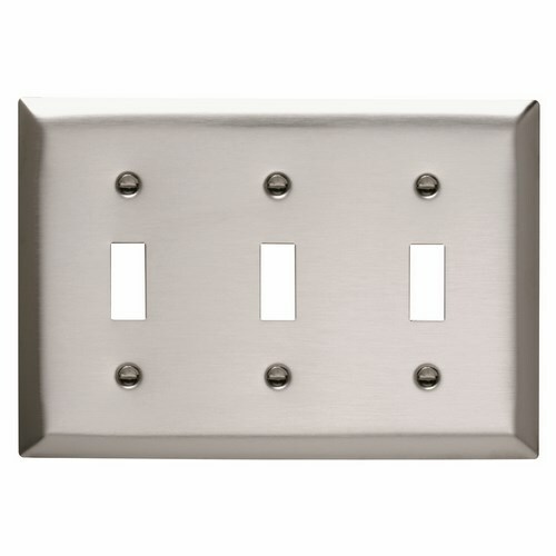 SS3 3-Gang 302/304 Stainless Steel Wall Plate, 3 Toggle Switch Openings