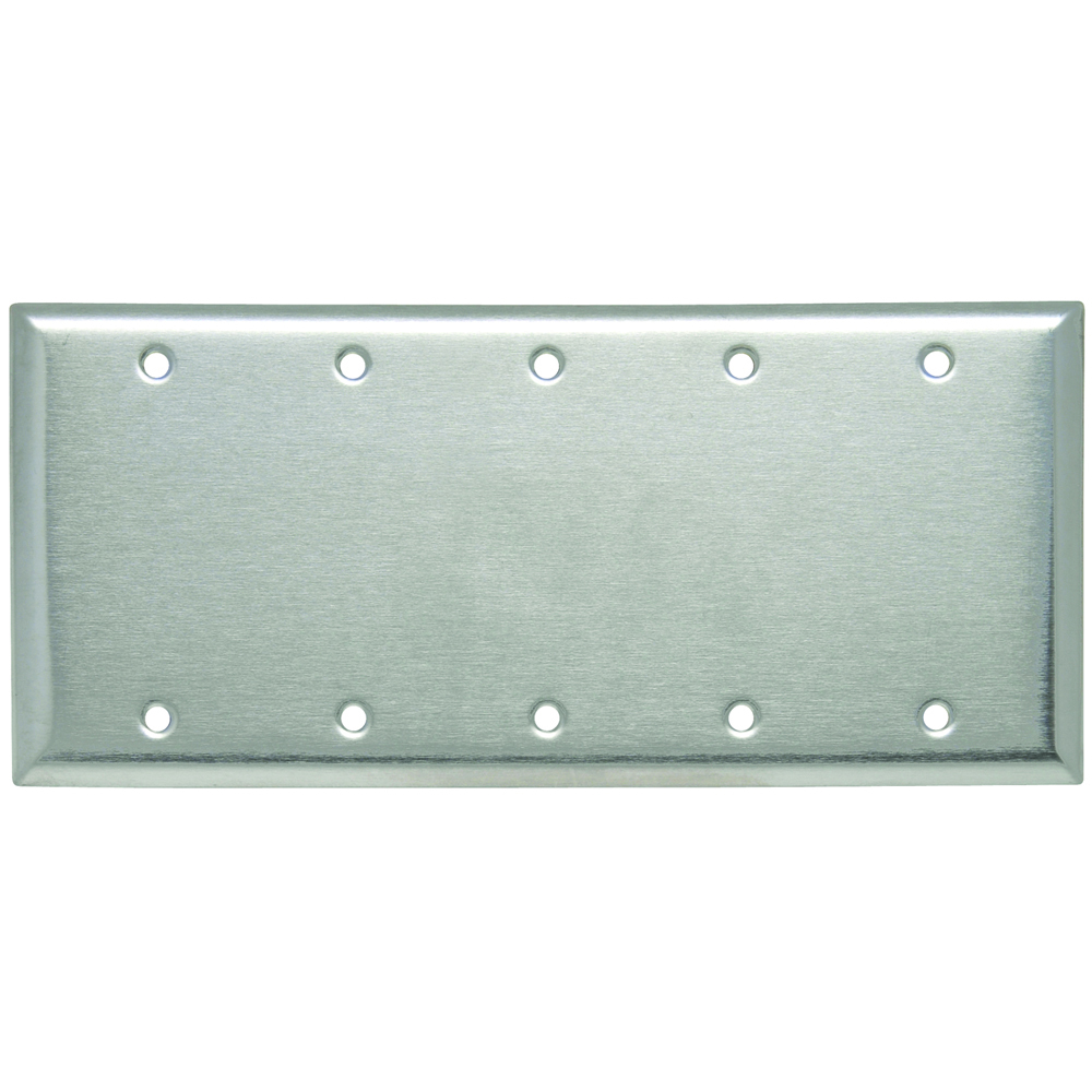 SS53 5-Gang 302/304 Stainless Steel Wall Plate, Blank, Box Mounted