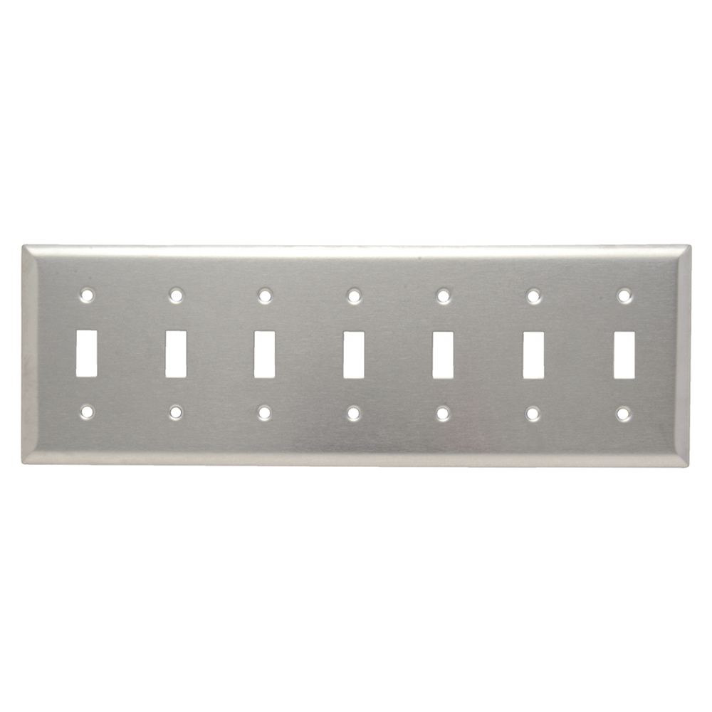 SS6013 7-Gang 302/304 Stainless Steel Wall Plate, Blank, Box Mounted