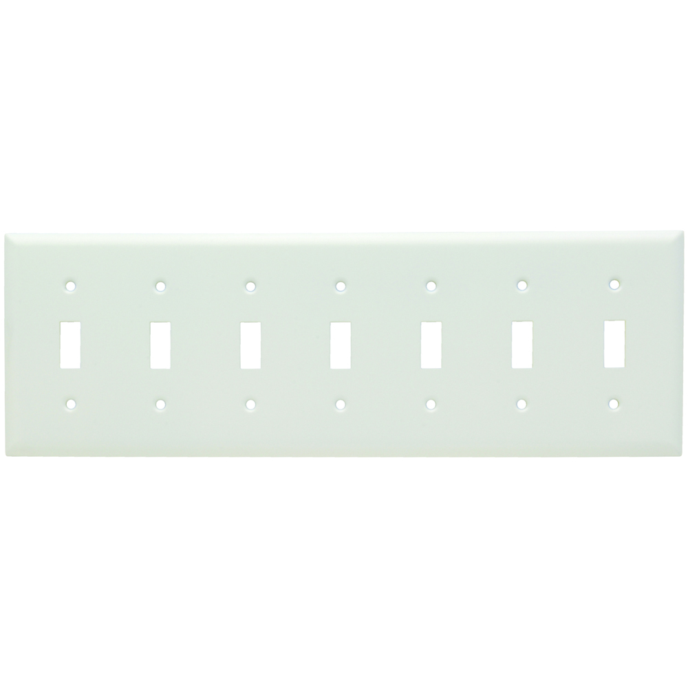 SS601W 7-Gang 302/304 Stainless Steel Wall Plate, Toggle Switch Openings, Painted White