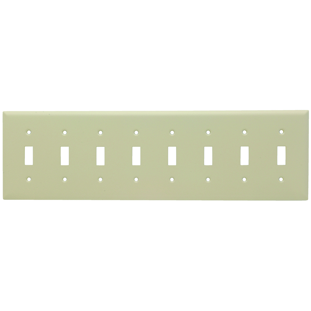 SS602I 8-Gang 302/304 Stainless Steel Wall Plate, Toggle Switch Openings, Painted Ivory