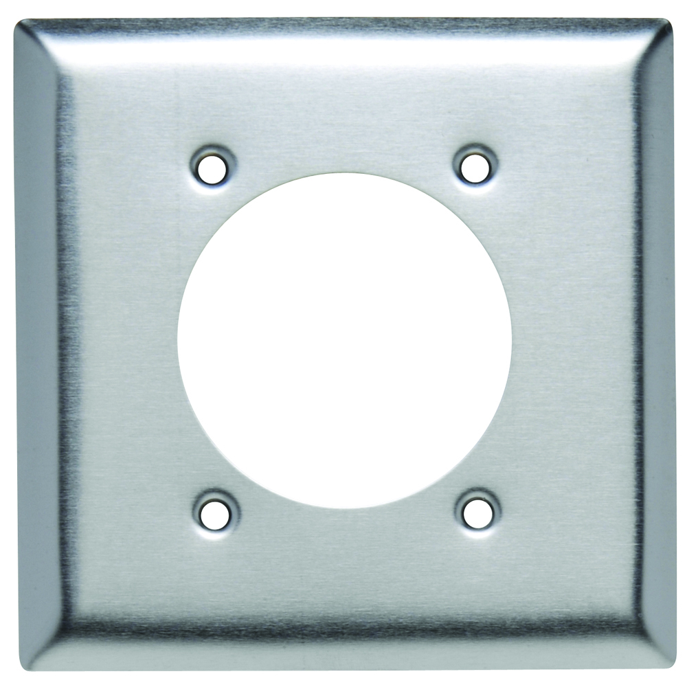 SS716 2-Gang 302/304 Stainless Steel Wall Plate, Power Outlet Receptacle Opening